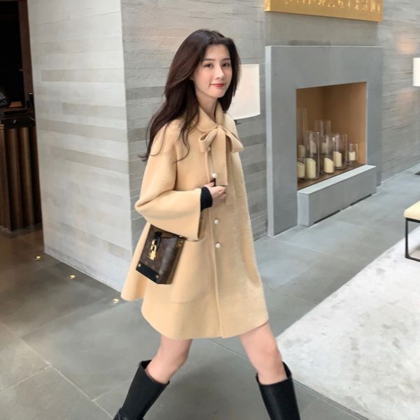 2021 wool new french hepburn bow cashmere short coat autumn winter tweed women's, Black
2021 wool new french hepburn bow cashmere short coat autumn winter tweed women's, Black