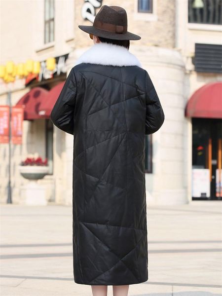 women's leather & faux real fur collar natural genuine duck down jacket women 100% sheepskin coat female long mujer chaqueta lw3294, Black
women's leather & faux real fur collar natural genuine duck down jacket women 100% sheepskin coat female long mujer chaqueta lw3294, Black