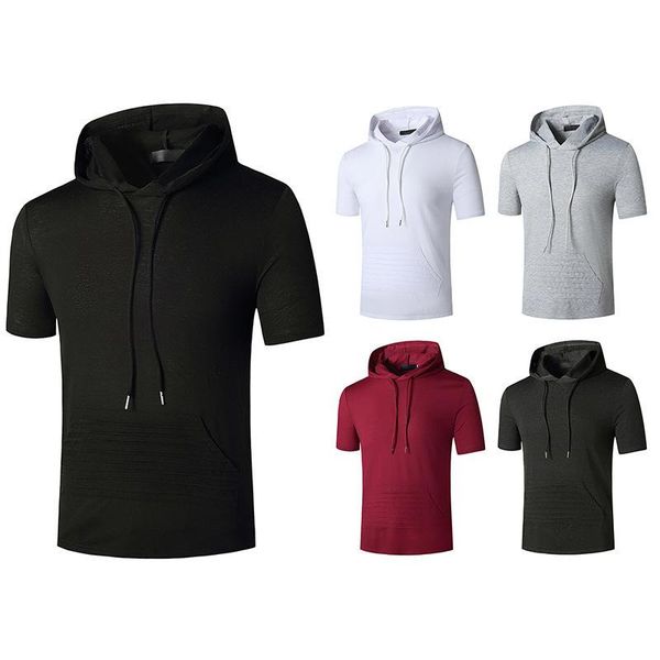 men's t-shirts 2021 summer fashion casual solid color hooded slim muscle sports short-sleeved t-shirt, White;black
men's t-shirts 2021 summer fashion casual solid color hooded slim muscle sports short-sleeved t-shirt, White;black