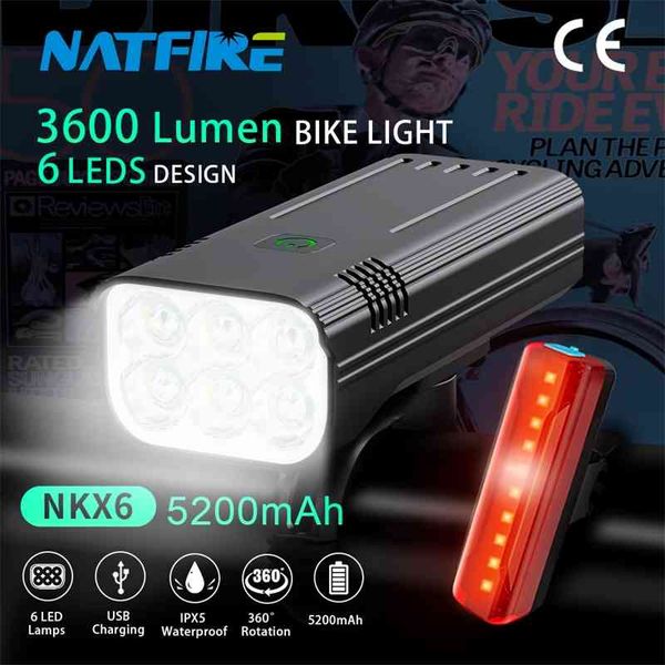 natfire 6 led 3600 lumen chargeable pocket lamp front and rear light outdoor mtb road bikes
natfire 6 led 3600 lumen chargeable pocket lamp front and rear light outdoor mtb road bikes