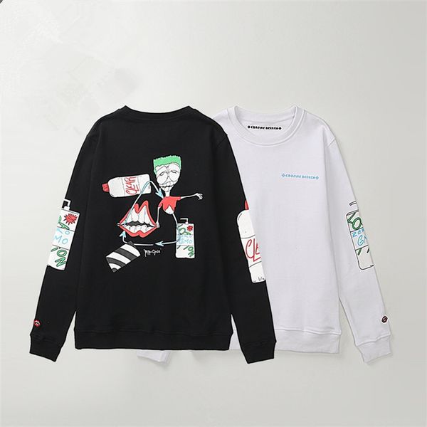 chrome chao brand hearts sanskrit letter cartoon lip print men's and women's round neck sweater, Black
chrome chao brand hearts sanskrit letter cartoon lip print men's and women's round neck sweater, Black
