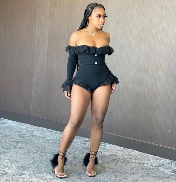 women's jumpsuits & rompers ueteey jumpsuit skinny party night club wear solid ruffle off shoulder women romper, Black;white
women's jumpsuits & rompers ueteey jumpsuit skinny party night club wear solid ruffle off shoulder women romper, Black;white