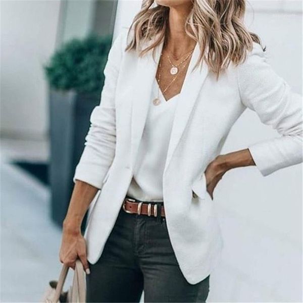 women's suits & blazers 2021 autumn solid blazer casual one buckle women jacket long sleeve work office lady elegant female coat, White;black
women's suits & blazers 2021 autumn solid blazer casual one buckle women jacket long sleeve work office lady elegant female coat, White;black