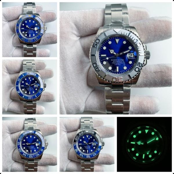 wristwatches mechanical men's watch nh35 automatic movement green luminous sapphire mirror with magnifier steel case ceramic bezel blue, Slivery;brown
wristwatches mechanical men's watch nh35 automatic movement green luminous sapphire mirror with magnifier steel case ceramic bezel blue, Slivery;brown