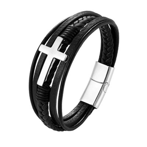 link, chain bracelets luxury multicolor cross design classic stainless steel fashion men's leather bracelet handsome male jewelry gifts, Black
link, chain bracelets luxury multicolor cross design classic stainless steel fashion men's leather bracelet handsome male jewelry gifts, Black