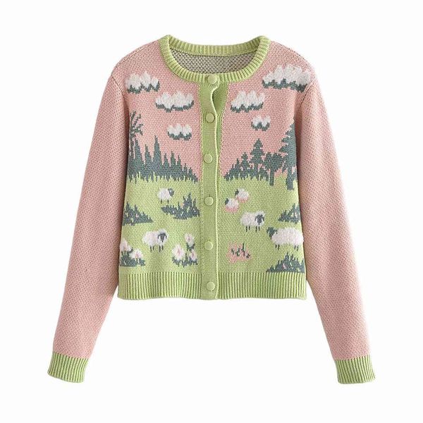women's sweaters female za cardigan with animal stamp buttons, vintage long sleeve sweater fashion round collar f98p, White;black
women's sweaters female za cardigan with animal stamp buttons, vintage long sleeve sweater fashion round collar f98p, White;black