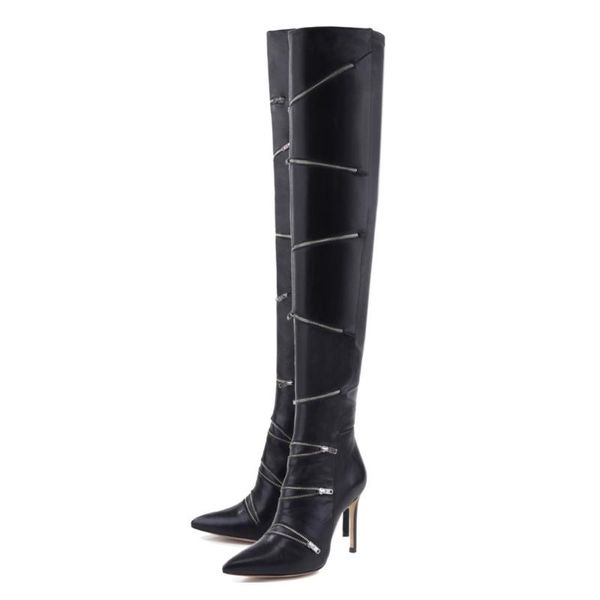 boots women's zipper decorated black thin heels high heel pointed over the knee modern british style shoes woman botas de
boots women's zipper decorated black thin heels high heel pointed over the knee modern british style shoes woman botas de