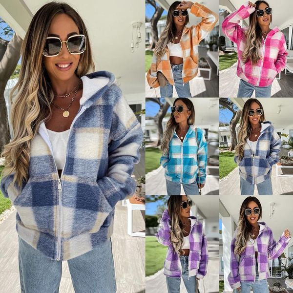 women's jackets 2021 autumn and winter loose plaid plush multicolor hooded jacket zipper warm blouse for women clothes, Black;brown
women's jackets 2021 autumn and winter loose plaid plush multicolor hooded jacket zipper warm blouse for women clothes, Black;brown