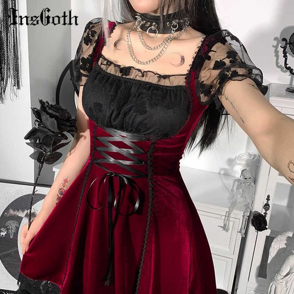 insgoth gothic vintage velvet croset dress aesthetic punk hight waist lace tirm mesh mini dresses fairy grunge partyclub dress g1223, Black;gray
insgoth gothic vintage velvet croset dress aesthetic punk hight waist lace tirm mesh mini dresses fairy grunge partyclub dress g1223, Black;gray