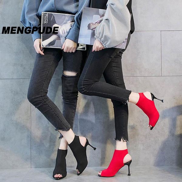women's fashion elastic mesh open-toed high-heeled sandals joker shallow heel banquet high heels zapatos de mujer, Black
women's fashion elastic mesh open-toed high-heeled sandals joker shallow heel banquet high heels zapatos de mujer, Black