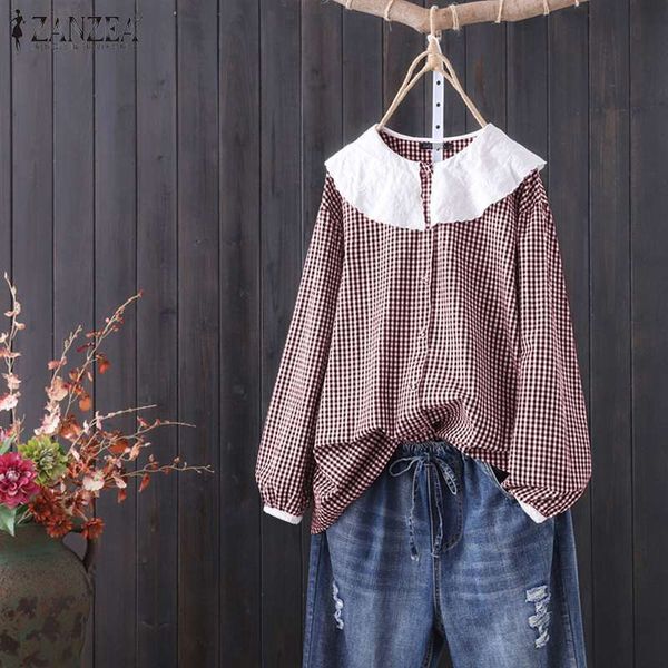 blouses plus size 2021 autumn vintage women's blouse casual plaid check cotton linen shirt ladies long sleeve tunic blusa 5xl, White
blouses plus size 2021 autumn vintage women's blouse casual plaid check cotton linen shirt ladies long sleeve tunic blusa 5xl, White