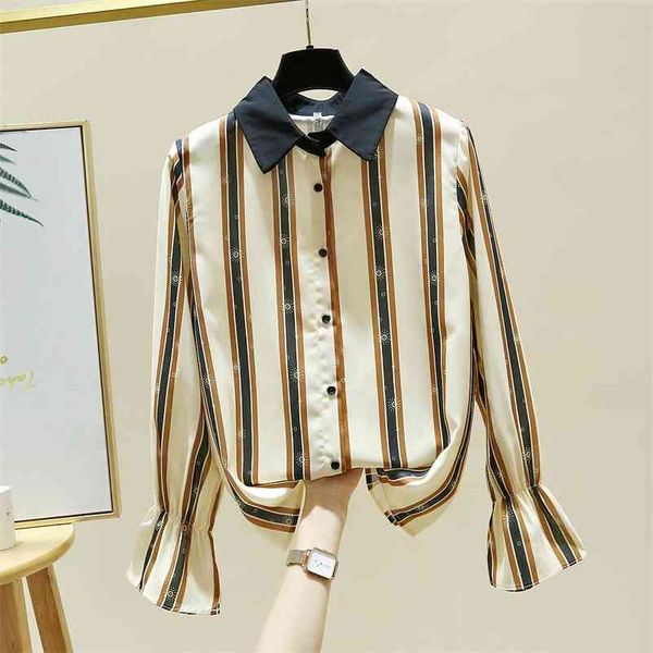 spring autumn korean style office ladies turn down collar long sleeves stripe shirt women's casual blouse shirts a4416 210519, White
spring autumn korean style office ladies turn down collar long sleeves stripe shirt women's casual blouse shirts a4416 210519, White