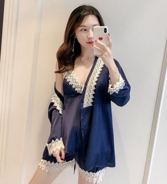 women's sleepwear nightdress women set robe sets sleep wear dress silk robes for, Black;red
women's sleepwear nightdress women set robe sets sleep wear dress silk robes for, Black;red