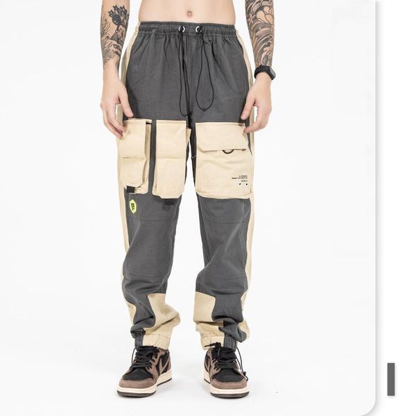 autumn and winter trouserss national tide patchwork mult-pocket streetwear color block casual fashion slim fit cargo pants men's, Black
autumn and winter trouserss national tide patchwork mult-pocket streetwear color block casual fashion slim fit cargo pants men's, Black