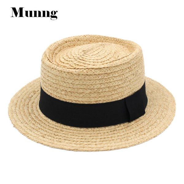 munng men women 100% straw boater hat flat pork pie cap summer beach sun candy street outdoor party sunhat black ribbon stingy brim hats, Blue;gray
munng men women 100% straw boater hat flat pork pie cap summer beach sun candy street outdoor party sunhat black ribbon stingy brim hats, Blue;gray
