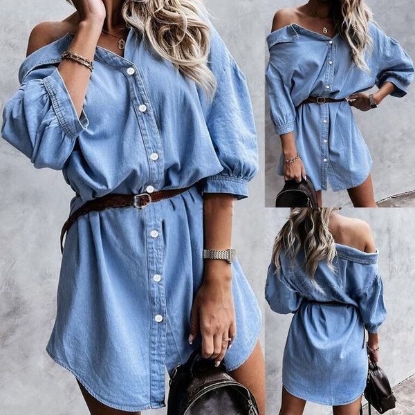 casual dresses lace up denim dress women single-breasted belt slash neck mini 2021 autumn ladies streetwear high quality, Black;gray
casual dresses lace up denim dress women single-breasted belt slash neck mini 2021 autumn ladies streetwear high quality, Black;gray