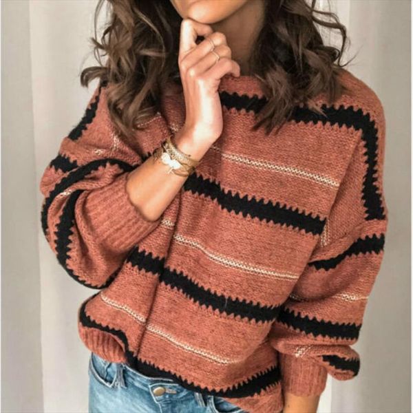 women autumn fashion stripe sweaters long sleeve o neck casual loose knittwear pullover jumper, White;black
women autumn fashion stripe sweaters long sleeve o neck casual loose knittwear pullover jumper, White;black