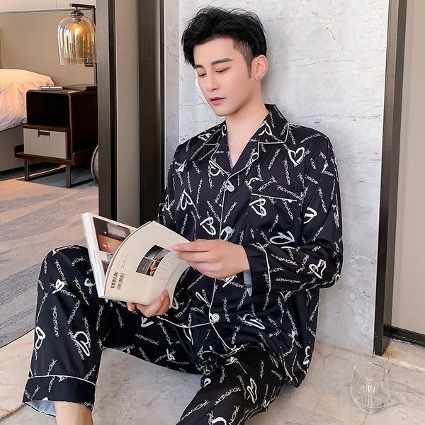 spring autumn pajamas set for men soft faux silk satin sleepwear 2pcs shirt&pant button-down elastic waist loungewear plus size men's, Black;brown
spring autumn pajamas set for men soft faux silk satin sleepwear 2pcs shirt&pant button-down elastic waist loungewear plus size men's, Black;brown