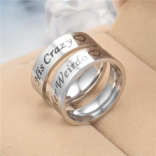 cluster rings fashion "his crazy/her weird queen" couple stainless steel ring wedding, Golden;silver
cluster rings fashion "his crazy/her weird queen" couple stainless steel ring wedding, Golden;silver