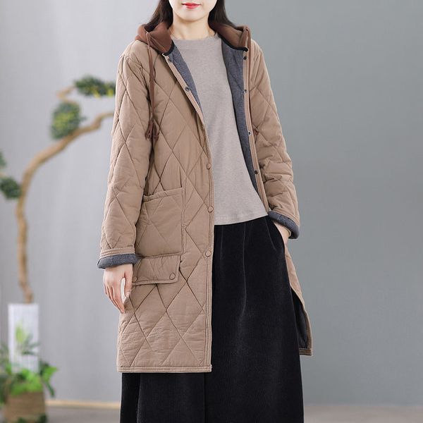 leather 2021 long plaid female retro-loose autumn winter clothes with hoodie quilted jacket casual loose mujer chaqueta y1163 dbk6, Black
leather 2021 long plaid female retro-loose autumn winter clothes with hoodie quilted jacket casual loose mujer chaqueta y1163 dbk6, Black