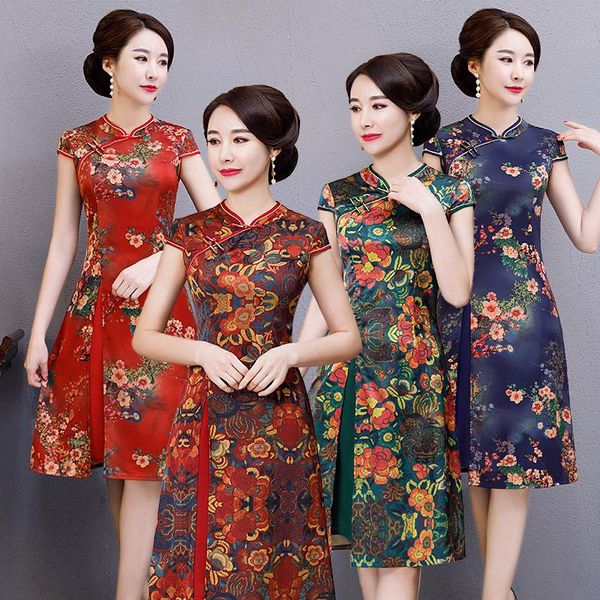 ethnic clothing women's medium length dress, cheongsam, retro chinese low neck, elegant printing, spring, Red
ethnic clothing women's medium length dress, cheongsam, retro chinese low neck, elegant printing, spring, Red