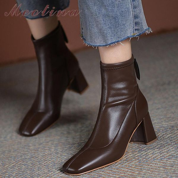 boots meotina ankle shoes women high thick heel square toe zipper lady footwear concise short autumn white 40 brown, Black
boots meotina ankle shoes women high thick heel square toe zipper lady footwear concise short autumn white 40 brown, Black