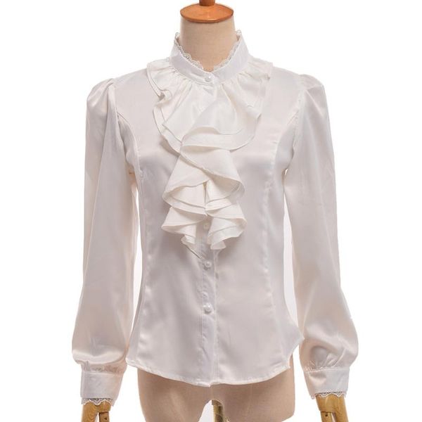 women's blouses & shirts women victorian long sleeve lace flounce blouse button down ruffle shirt, White
women's blouses & shirts women victorian long sleeve lace flounce blouse button down ruffle shirt, White