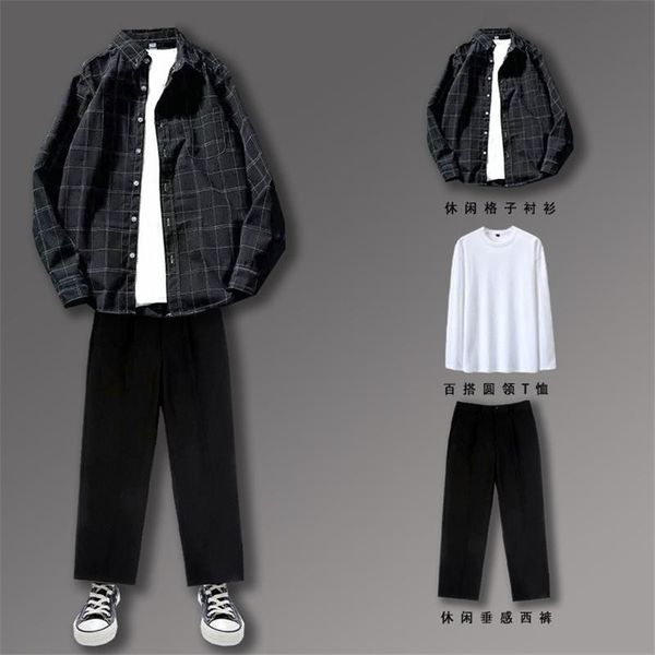 men's tracksuits men casual sets fashion trend spring autumn plaid shirt trousers suit los hombres conjuntos clothing bc50tz, Gray
men's tracksuits men casual sets fashion trend spring autumn plaid shirt trousers suit los hombres conjuntos clothing bc50tz, Gray