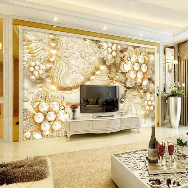 wallpapers custom 3d mural wallpaper european style diamond jewelry golden flower backdrop decor modern art wall painting living room 
wallpapers custom 3d mural wallpaper european style diamond jewelry golden flower backdrop decor modern art wall painting living room