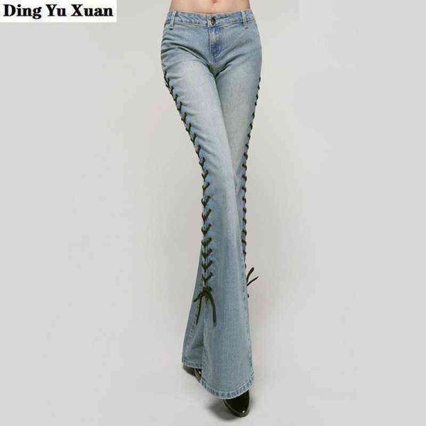 big flare denim pants female side bandage bell bottom jeans vintage long trousers women slit lace up flared high fashion 211129, Blue
big flare denim pants female side bandage bell bottom jeans vintage long trousers women slit lace up flared high fashion 211129, Blue