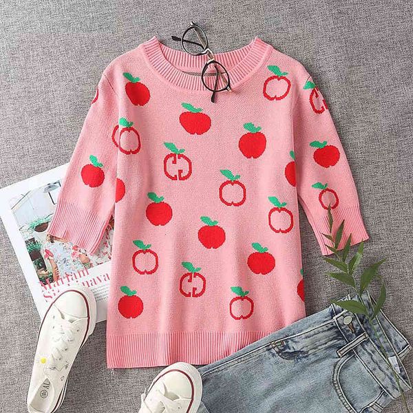 women's blouses & shirts cute girl apple pirnt summer casual knitted blouse female sweet lady fashion half sleeve o-neck knit shir, White
women's blouses & shirts cute girl apple pirnt summer casual knitted blouse female sweet lady fashion half sleeve o-neck knit shir, White
