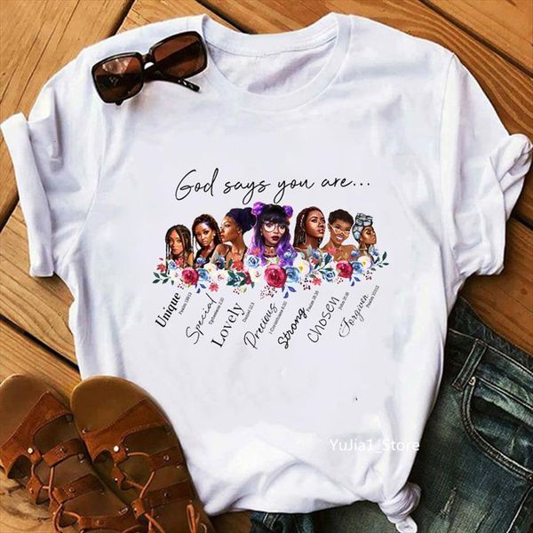 god says you are black women girls flowers print graphic tees dope lives matter t shirt melanin summer top, White
god says you are black women girls flowers print graphic tees dope lives matter t shirt melanin summer top, White