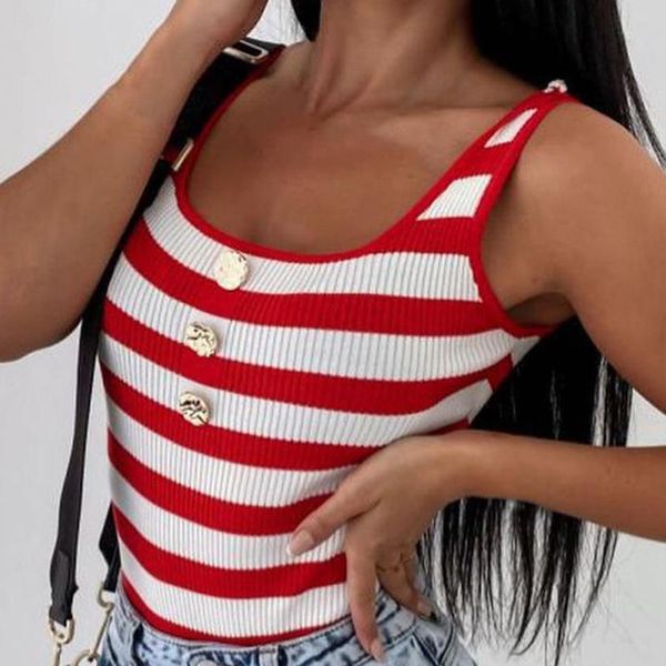 women's tanks & camis stripe summer women vest button decoration sleeveless casual tank all match female fashion, White
women's tanks & camis stripe summer women vest button decoration sleeveless casual tank all match female fashion, White