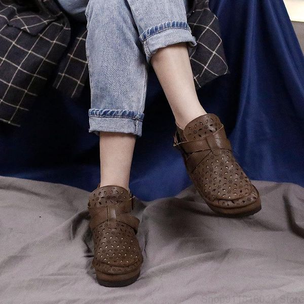 leather boots women's handmade hollow breathable soft for pregnant women, Black
leather boots women's handmade hollow breathable soft for pregnant women, Black