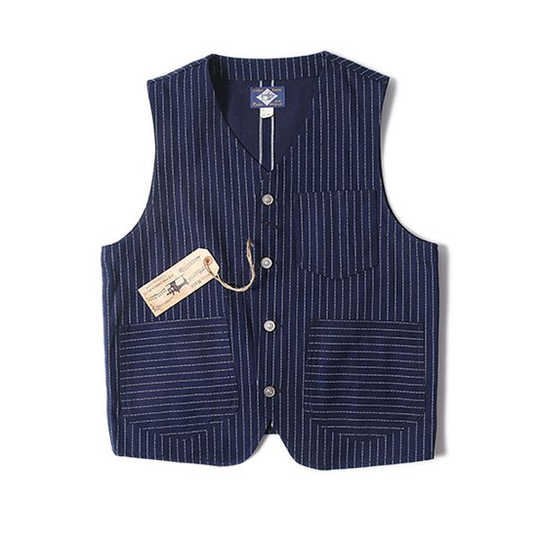 t shirt bob dong wabash indigo dot railroad vest vintage men' striped work jacket new, White;black
t shirt bob dong wabash indigo dot railroad vest vintage men' striped work jacket new, White;black