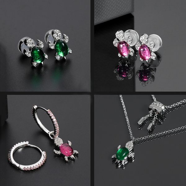 s925 sterling silver pink green turtle stud circle earrings and necklaces personality fashion lovely luxury jewelry monaco earring gift for, Golden;silver
s925 sterling silver pink green turtle stud circle earrings and necklaces personality fashion lovely luxury jewelry monaco earring gift for, Golden;silver