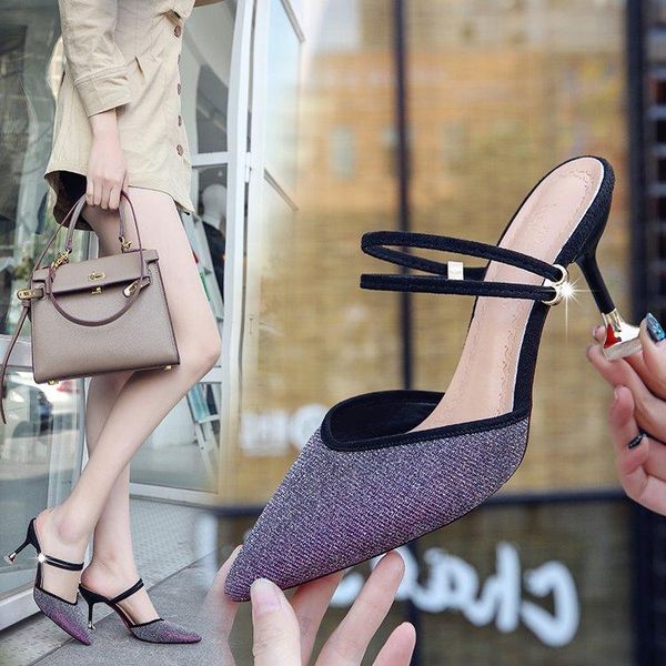sequins baotou lazy man pointed korean version of the word with half slippers children, Black
sequins baotou lazy man pointed korean version of the word with half slippers children, Black