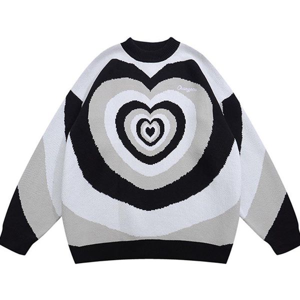 men's sweaters men heart ripple jacquard crew neck sweater male color matching cotton knitted pullover couple korean preppy loose fall, White;black
men's sweaters men heart ripple jacquard crew neck sweater male color matching cotton knitted pullover couple korean preppy loose fall, White;black