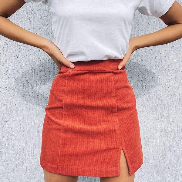 summer corduroy skirt women casual split high waist mini for woman short fashion pencil orange skirts, Black
summer corduroy skirt women casual split high waist mini for woman short fashion pencil orange skirts, Black