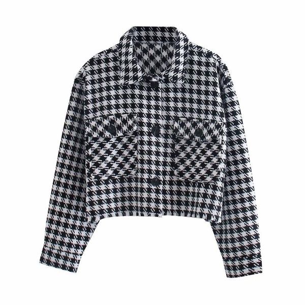 women's jackets 2021 women fashion single breasted short black plaid jacket pocket accessories retro long sleeve blouse streetwear, Black;brown
women's jackets 2021 women fashion single breasted short black plaid jacket pocket accessories retro long sleeve blouse streetwear, Black;brown