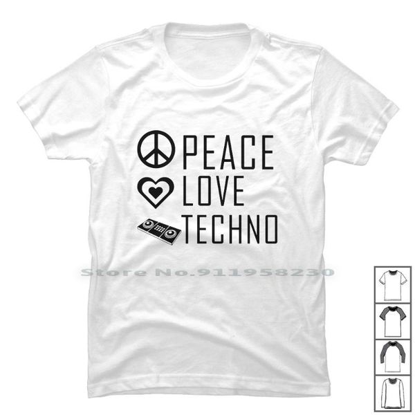 men's t-shirts peace love techno t shirt 100% cotton tech ace no, White;black
men's t-shirts peace love techno t shirt 100% cotton tech ace no, White;black