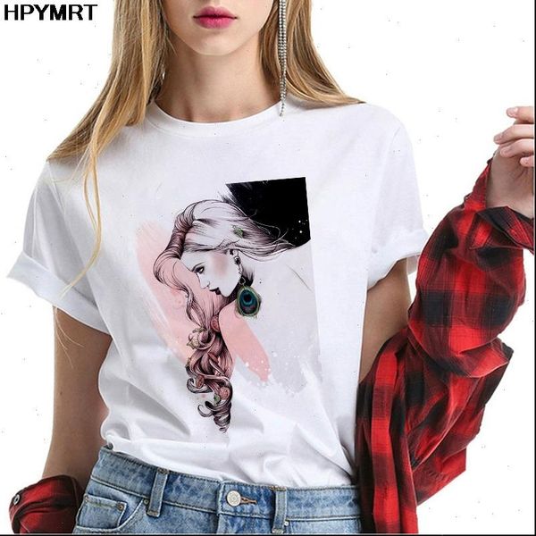 women t shirts fashion beauty print o neck short sleeve shirt female tee korean style vogue casual clothing, White
women t shirts fashion beauty print o neck short sleeve shirt female tee korean style vogue casual clothing, White