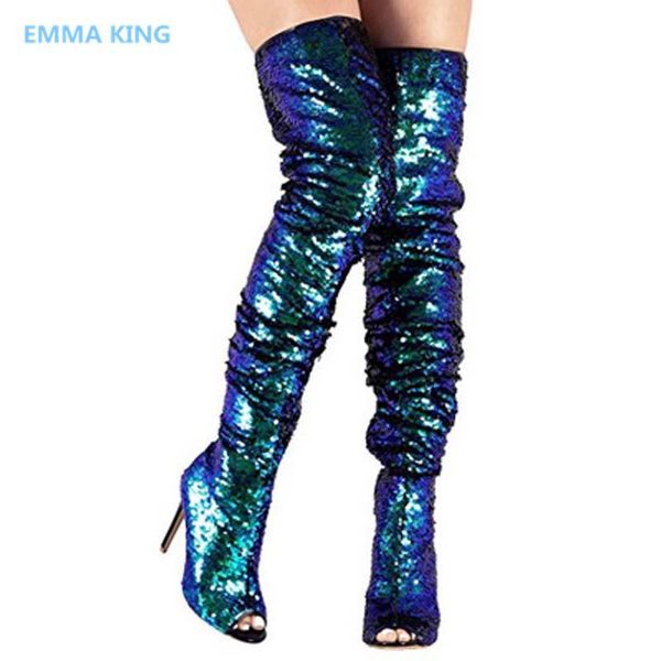 fashion botas mujer women over knee boots glitter bling party dance shoes high heels summer roman sandals woman long, Black
fashion botas mujer women over knee boots glitter bling party dance shoes high heels summer roman sandals woman long, Black
