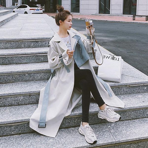 korean style loose casual women's windbreaker 2021 autumn splicing lace up long trench coat abrigos para mujer coats, Tan;black
korean style loose casual women's windbreaker 2021 autumn splicing lace up long trench coat abrigos para mujer coats, Tan;black