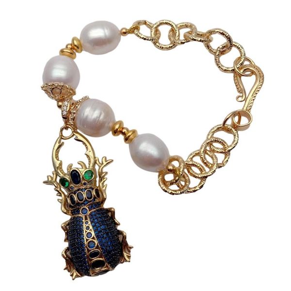 y·ying natural freshwater cultured white rice pearl electroplated gold chain bracelet cubic zirconia pave insect charm 8'', Golden;silver
y·ying natural freshwater cultured white rice pearl electroplated gold chain bracelet cubic zirconia pave insect charm 8'', Golden;silver