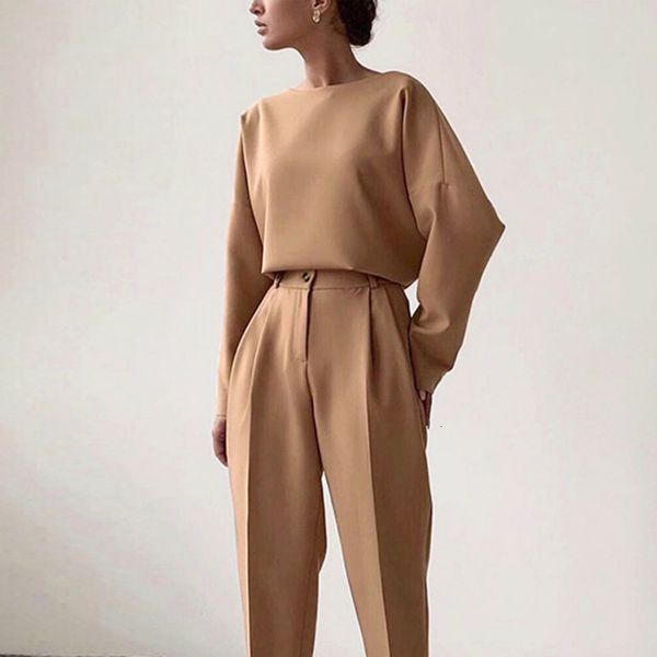 women's tracksuits women autumn elegant loose female two 2 piece set full sleeve t shirt with elastic high waist straight suits pa, Gray
women's tracksuits women autumn elegant loose female two 2 piece set full sleeve t shirt with elastic high waist straight suits pa, Gray