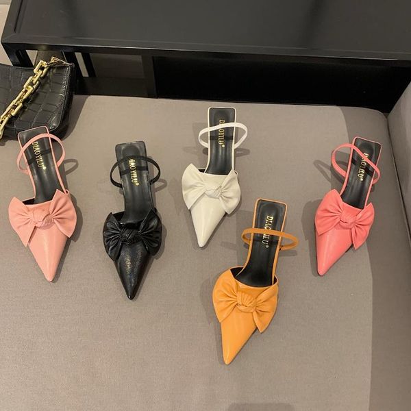 sandals summer fashion bowknot girly style small heel baotou drag women's shoes, Black
sandals summer fashion bowknot girly style small heel baotou drag women's shoes, Black