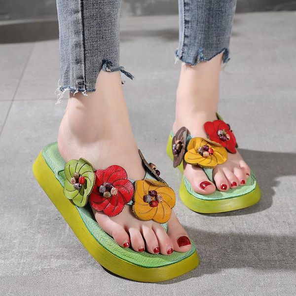 slippers women flip flops leather flower flat heels summer shoes for beach genuine handmade soft, Black 
slippers women flip flops leather flower flat heels summer shoes for beach genuine handmade soft, Black