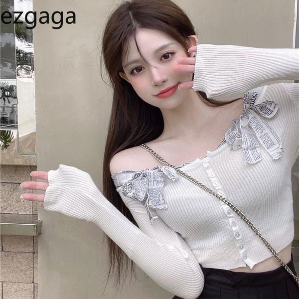 women's knits & tees ezgaga cropped cardigan women slash neck long sleeve bow slim stretch autumn thin sweater all-match korean fashion, White
women's knits & tees ezgaga cropped cardigan women slash neck long sleeve bow slim stretch autumn thin sweater all-match korean fashion, White