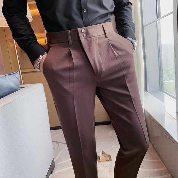 men's suits & blazers brand clothing luxury solid business suit pants men simple slim formal wear office trousers all match pantalon ho, White;black
men's suits & blazers brand clothing luxury solid business suit pants men simple slim formal wear office trousers all match pantalon ho, White;black